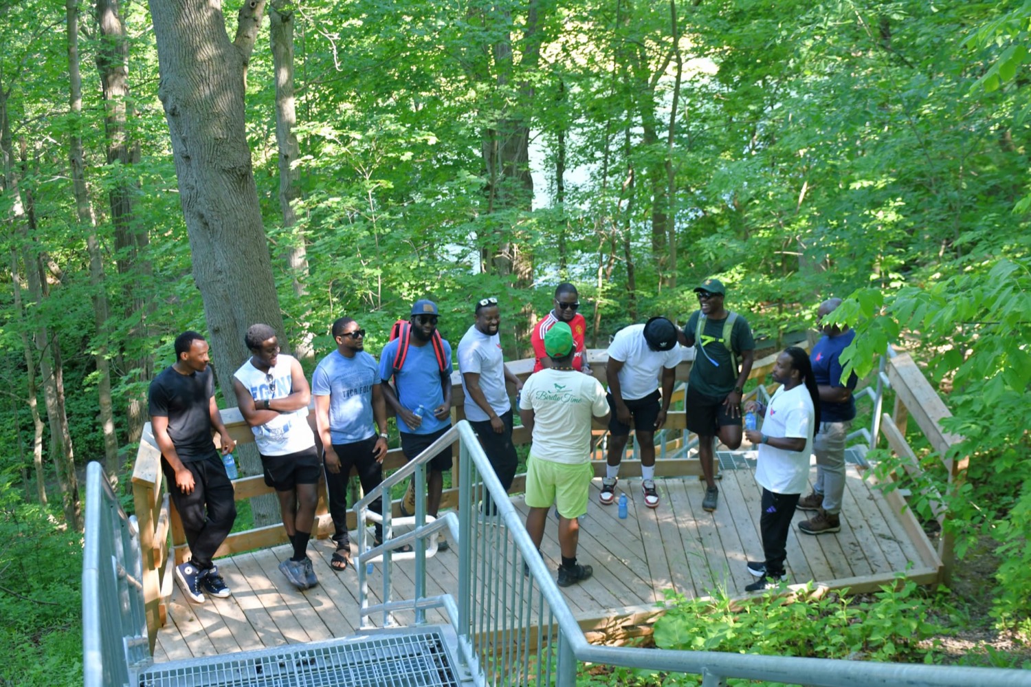 Men's Health Network group hike in the forest