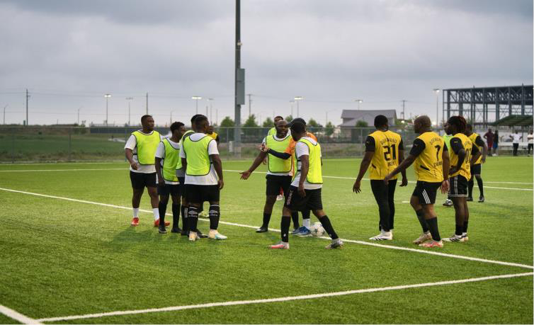 Men's soccer team on the pitch